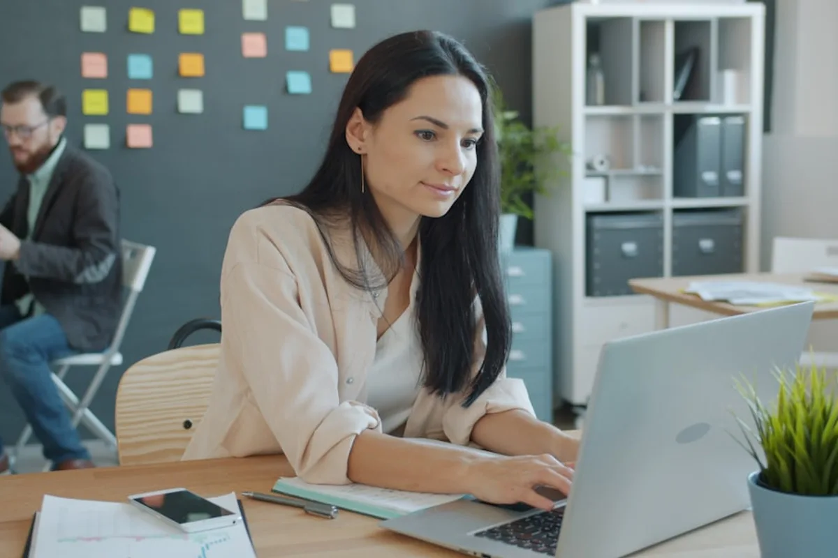 Professional payroll administration office environment