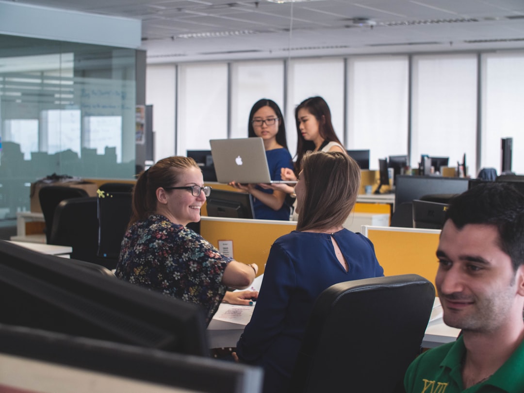 Recruitment agency office with professional team